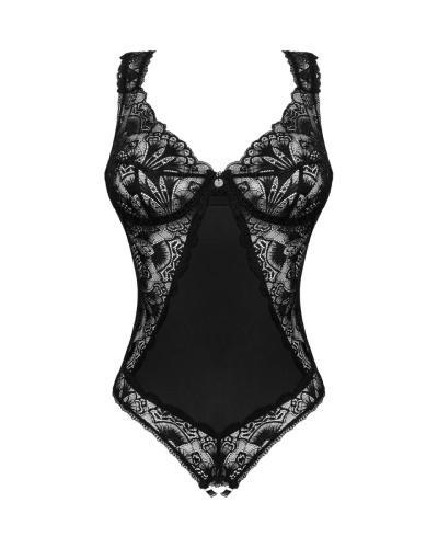 Obsessive Donna Dream crotchless teddy - эротическое боди с открытой промежностью, XL/XXL (чёрный)